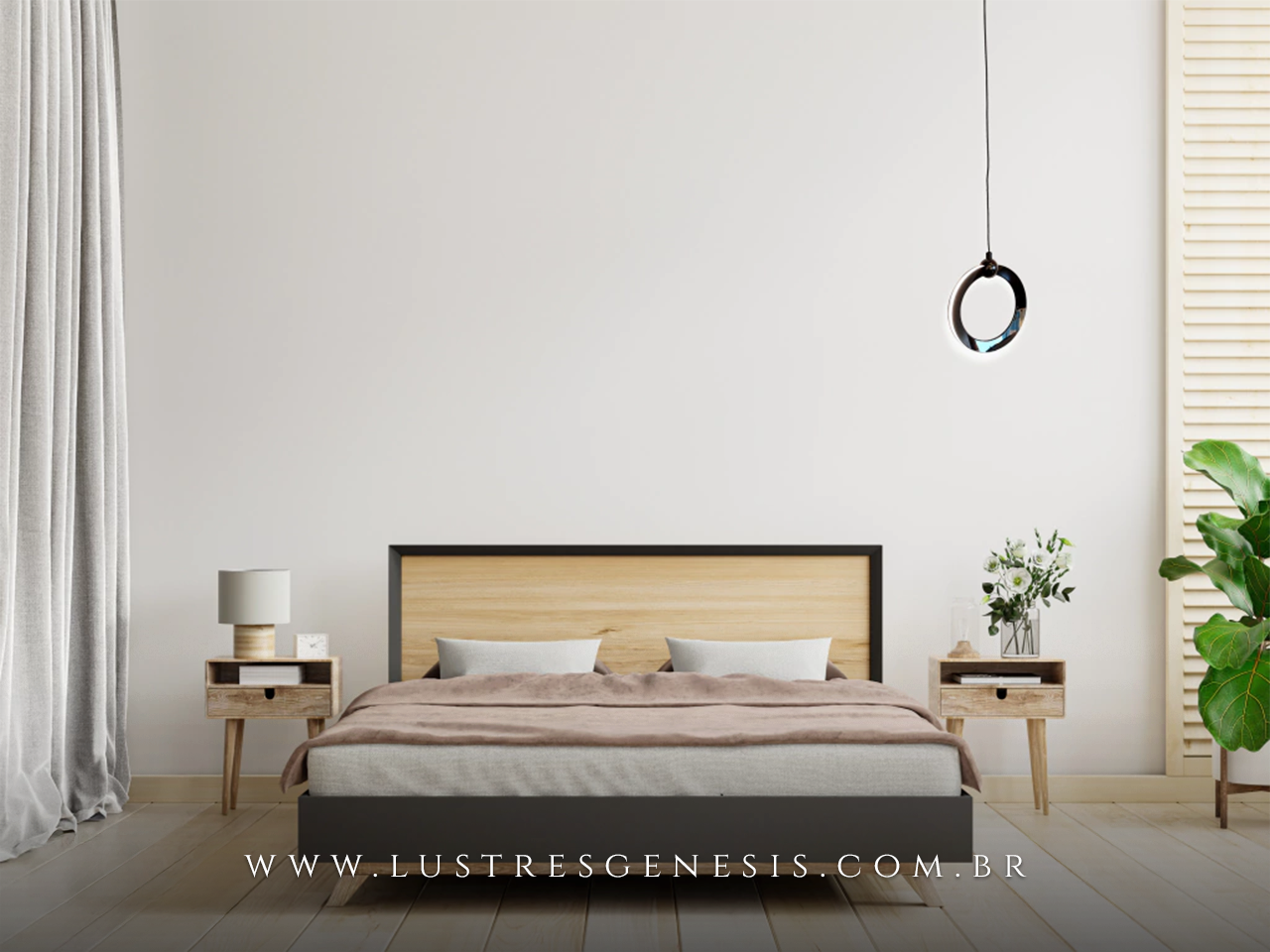 Pendente Moderno de LED Mercúrio Preto com design circular para iluminação de interiores. Lustres Gênesis Site online venda de Lustres e Iluminação Decorativa